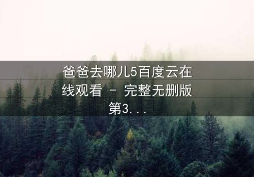 爸爸去哪儿5百度云在线观看 - 完整无删版第3集 - 父子温情与挑战的终极考验